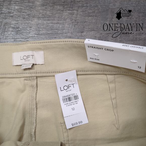 Loft Mid Rise Straight Crop Pants Size 12 - Picture 2 of 6